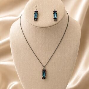 Firefly Jewelry Blue Crystal Pendant Necklace & Matching Earrings Set